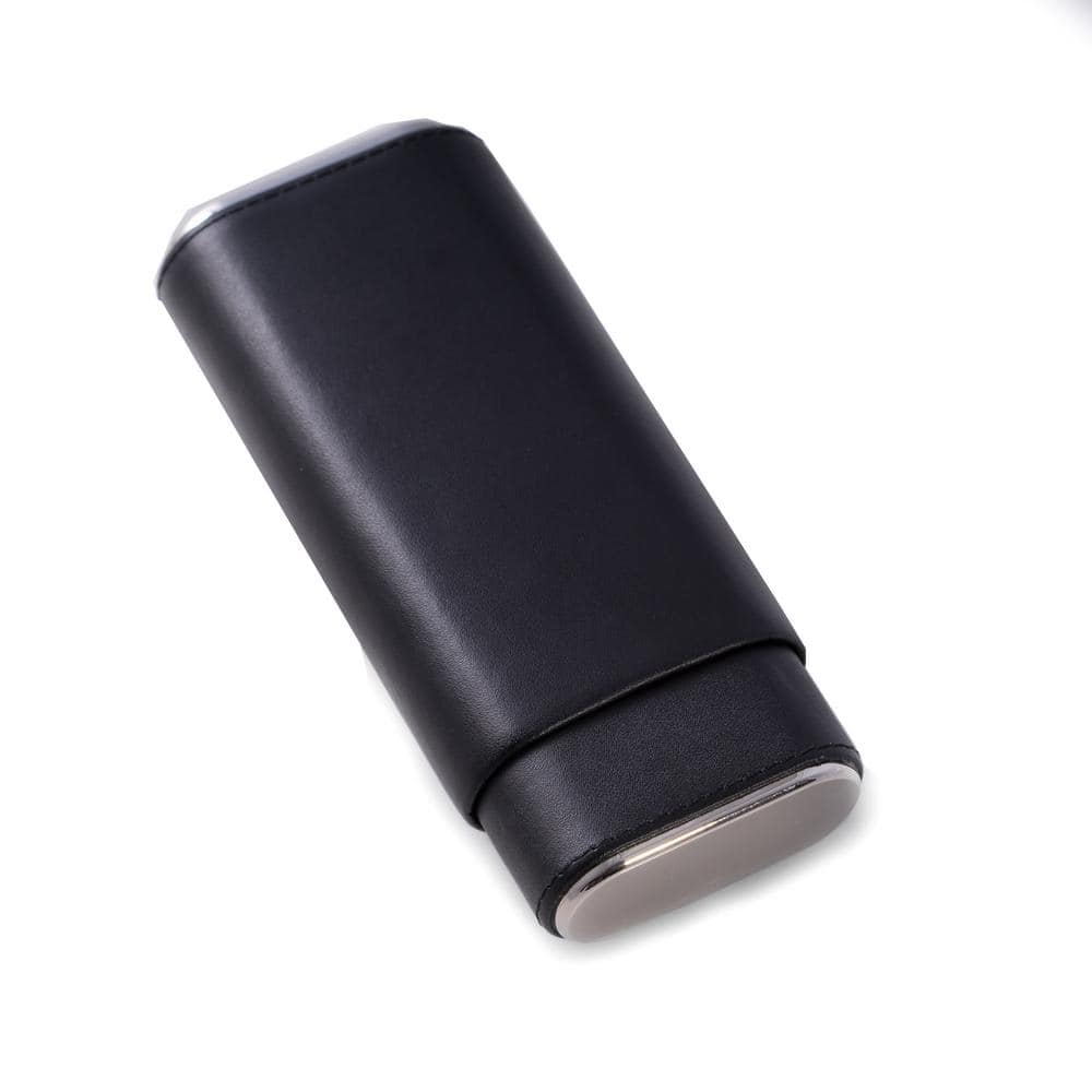 6.25 in. D x 1.5 in. H x 3 in. W Cedar Cigar Case in Black