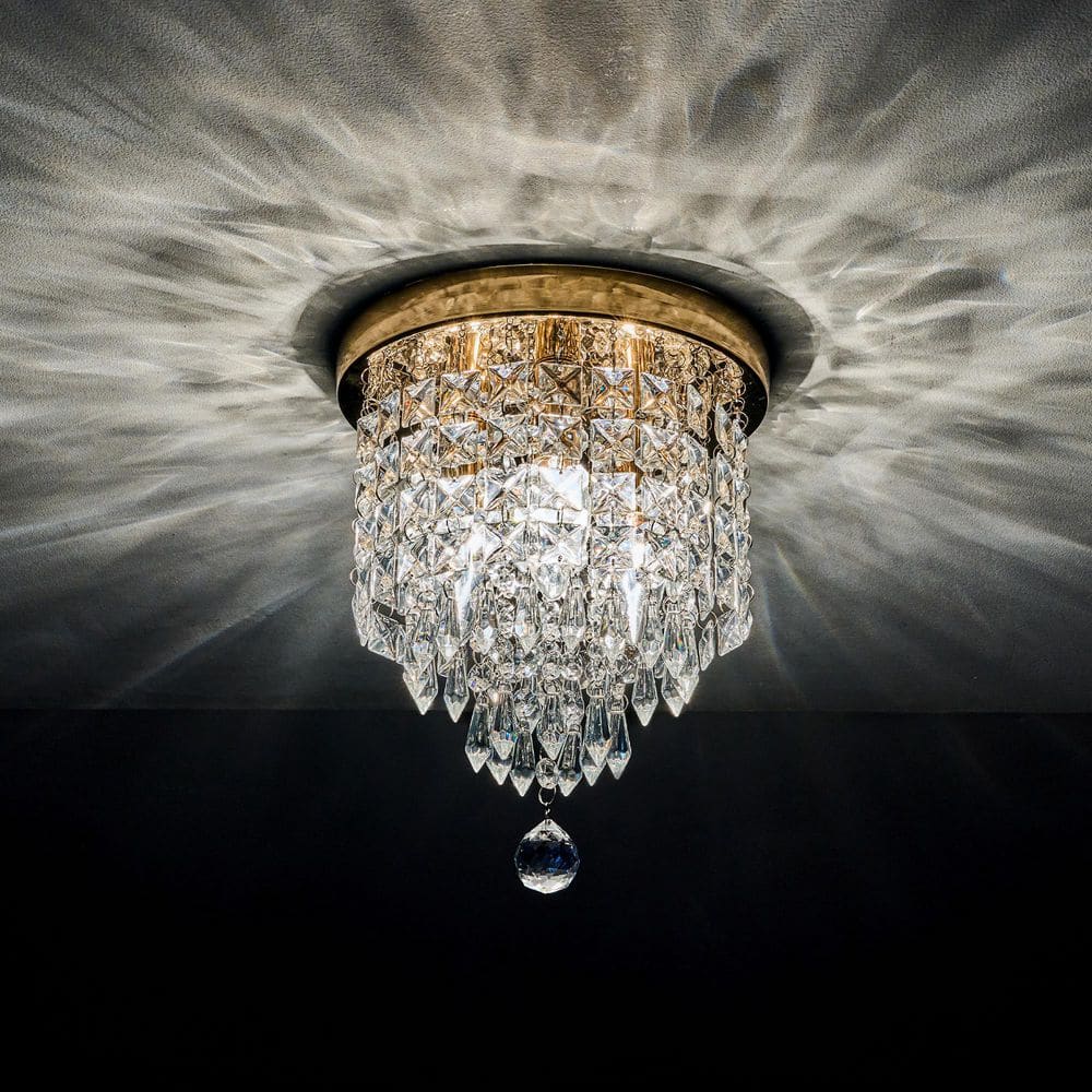 8.7 in. 3-Light Gold Flush Mount Chandelier Ceiling Light Fixture with K9 Crystals price history on PriceWatchPro