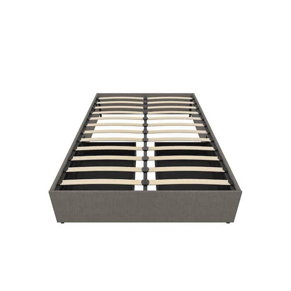 DHP Kristian Gray Linen Full Upholstered Platform Bed with Storage