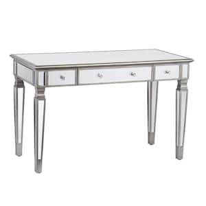 48 in. Brushed Silver Rectangular 3 -Drawer Writing Desk with Keyboard Tray