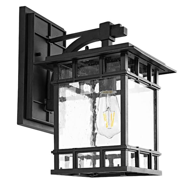Rolran 1-Light Black Outdoor Wall Lantern Sconce
