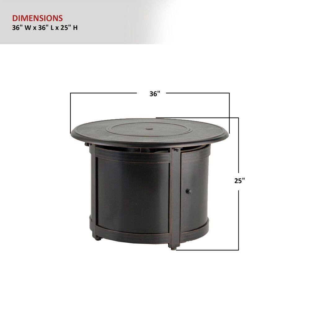 Manchester Black Aluminum Round Gas Fire Pit Table