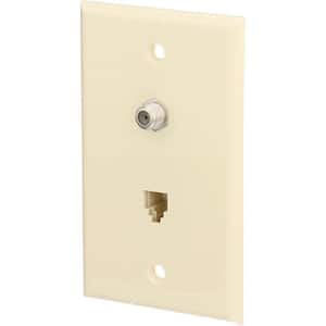 Coaxial Cable/Phone Wall Jack, Almond