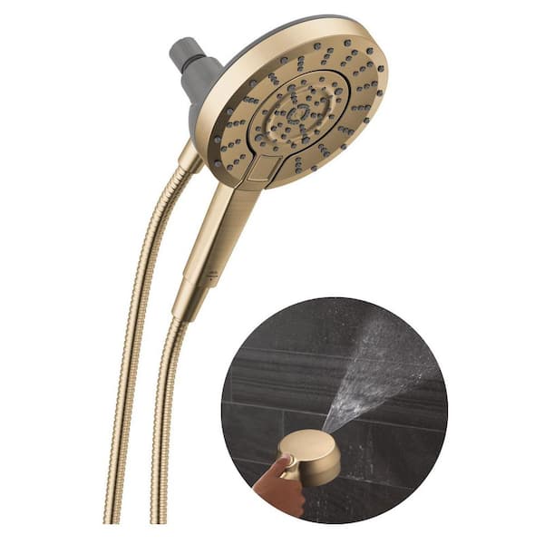 In2ition ProClean Gold 5-Spray Wall Mount Dual Fixed and Handheld Shower Head in Champagne Bronze