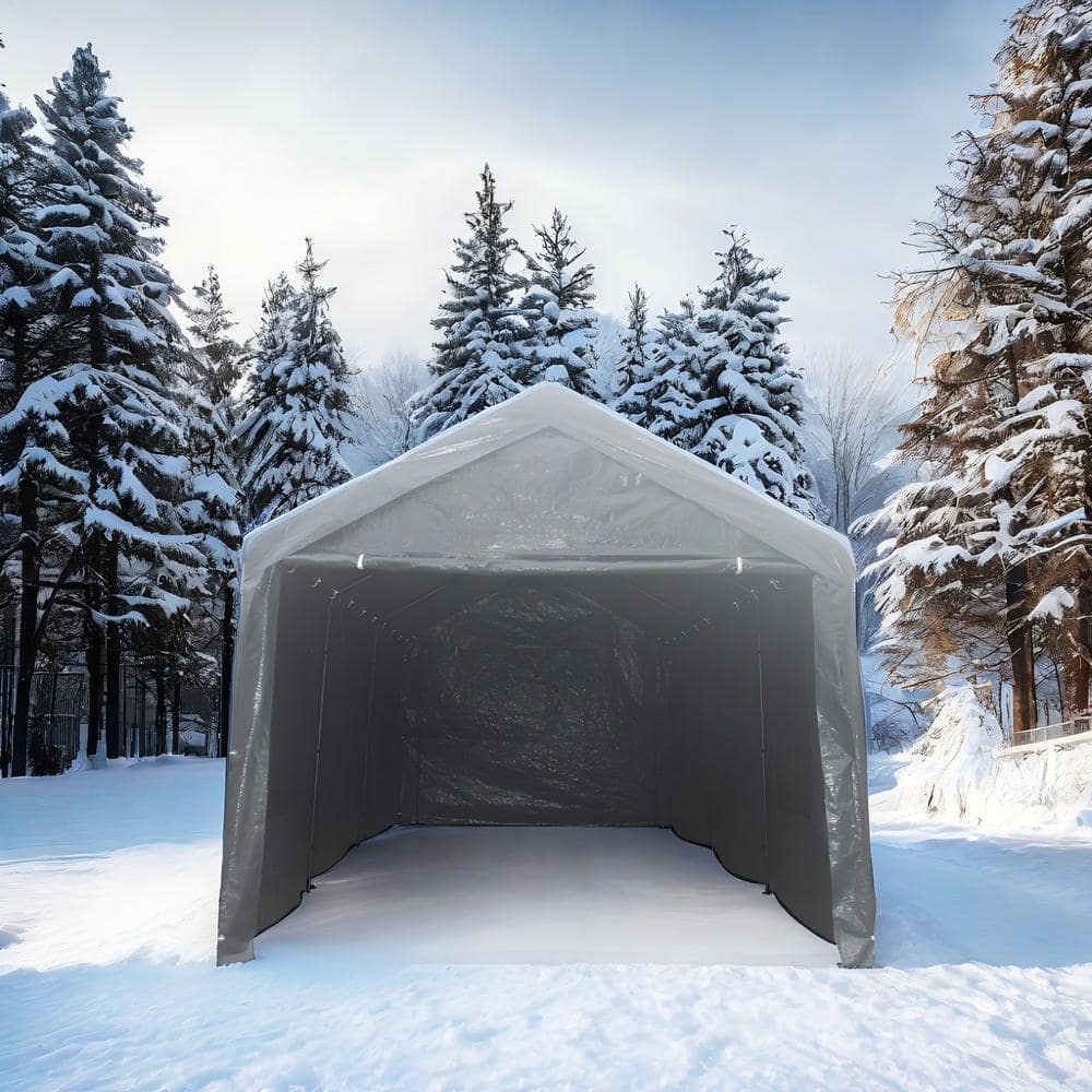12 ft. W x 20 ft. D Heavy-Duty Metal Shed Carport Car Canopy Shelter Portab