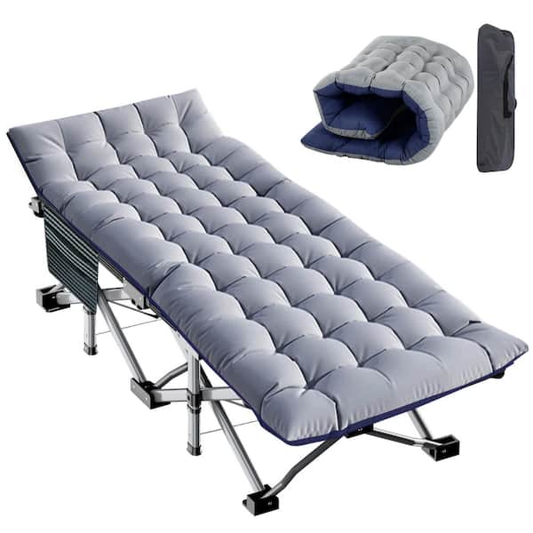 Unbranded Folding Bed Cot with 3.3 in. Mattress 900 lbs. Capacity Sleeping Cot Folding Camping Cots with Carry Bag 75 in. x 28 in.