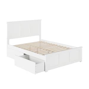 Madison White Full Platform Bed with Matching Foot Board with 2-Urban Bed Drawers