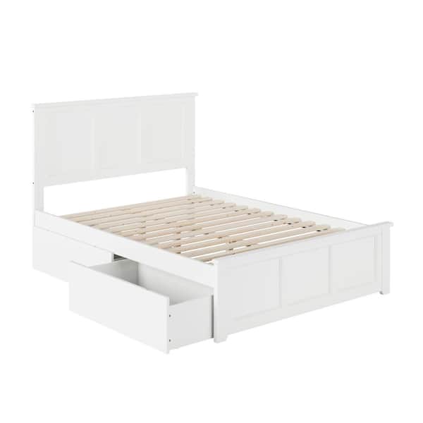 Afi Madison White Full Platform Bed, Storage Platform Bed Full White