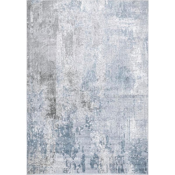 Iris Textured Abstract Blue 6.7 ft. x 9 ft. Indoor Area Rug