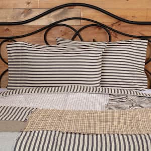 Ashmont Gray Vintage White Ticking Stripe Cotton Standard Pillowcase (Set of 2)