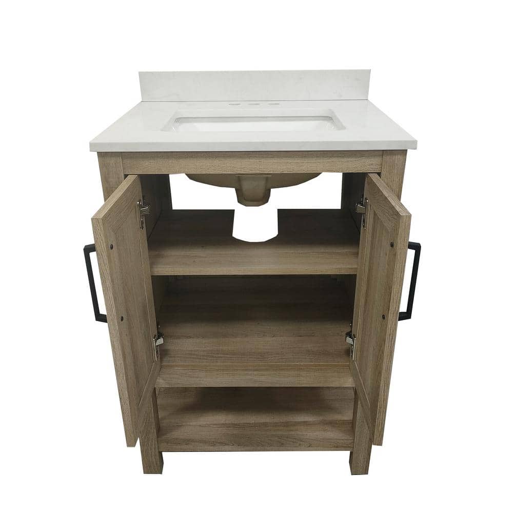 Vivien 25" Brown Composite Bathroom Vanity with Stone Top