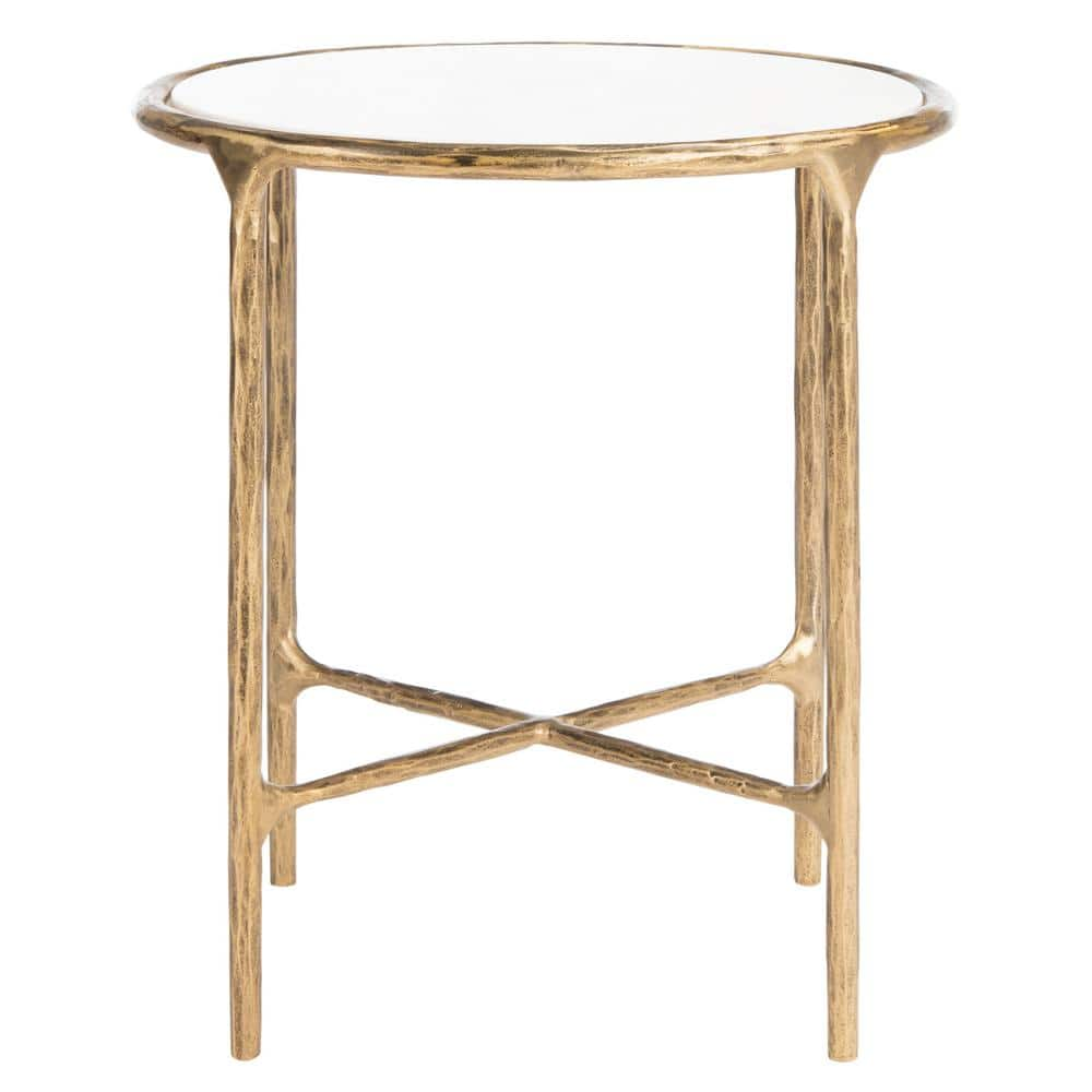 Jessa 18 in. Brass Round Marble End Table