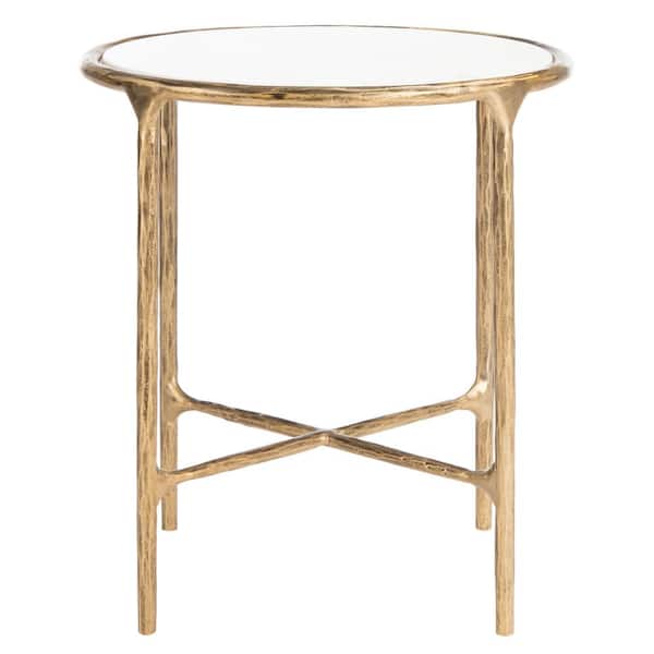 SAFAVIEH Jessa 18 in. Brass Round Marble End Table