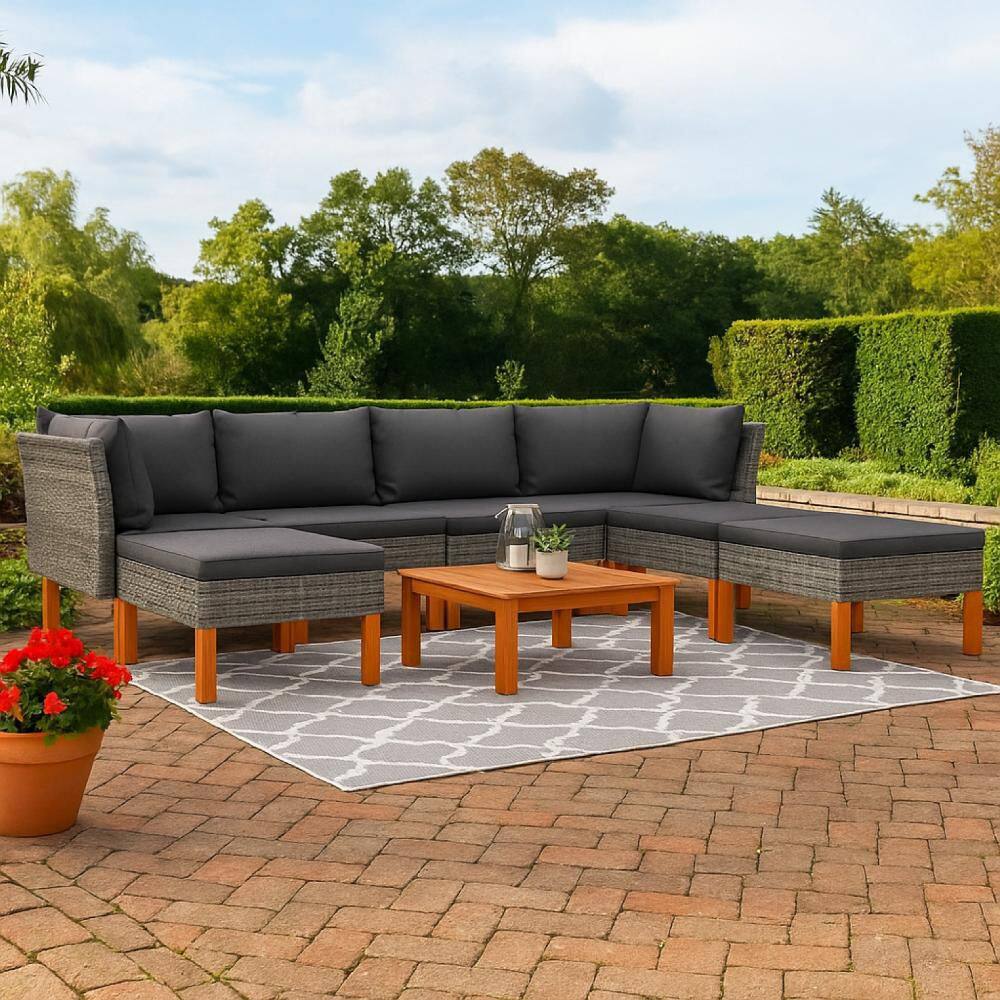 Reem 25.4 in. Armless 7-Piece Polyester Free Form Modular Sectional Sofa in. Gray