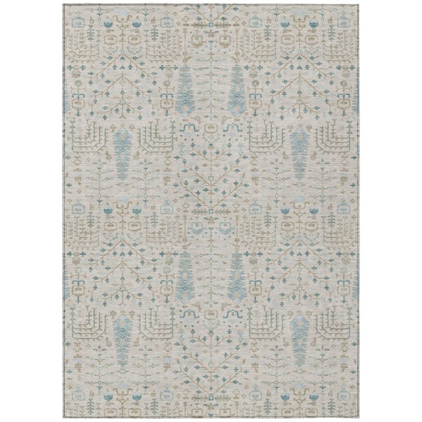 Chantille Machine Washable Indoor/Outdoor Abstract ACN3118 Linen 10 ft. x 14 ft. Area Rug