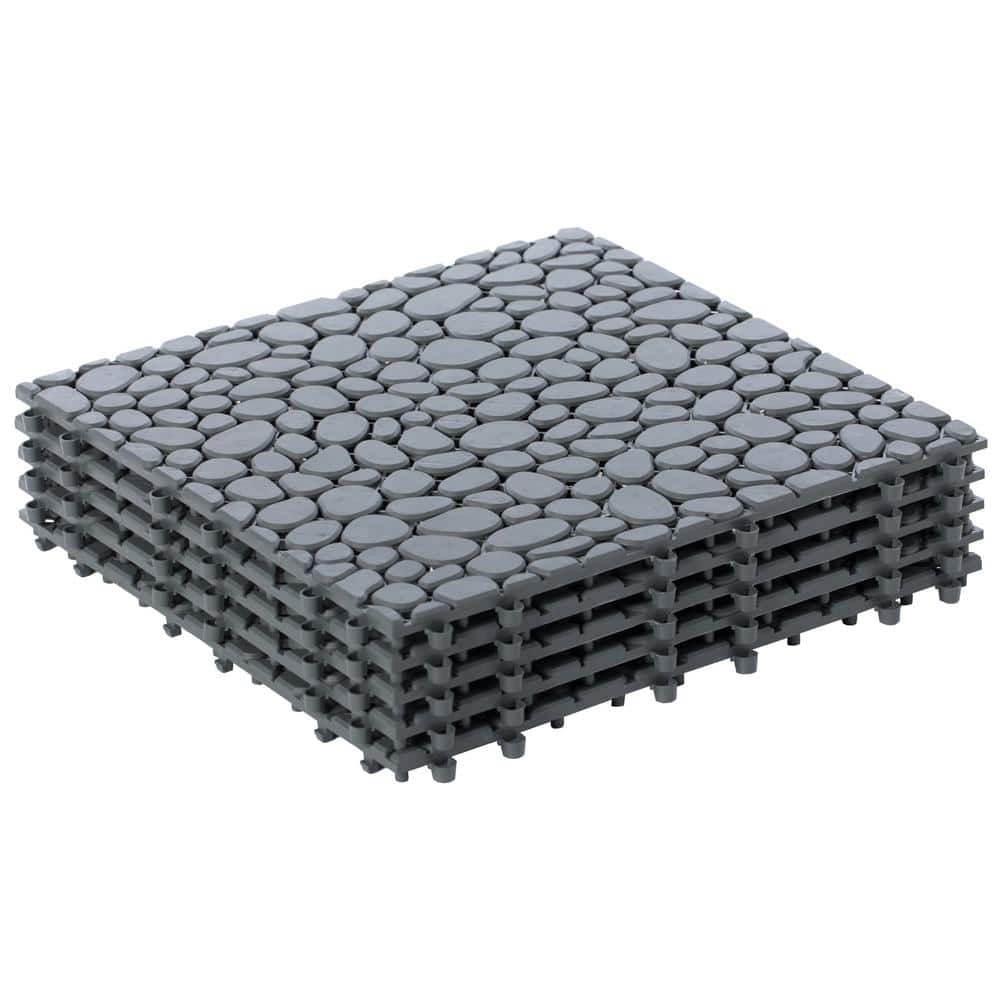 Gray 12" x 12" Interlocking Plastic Garden Pathway Tiles