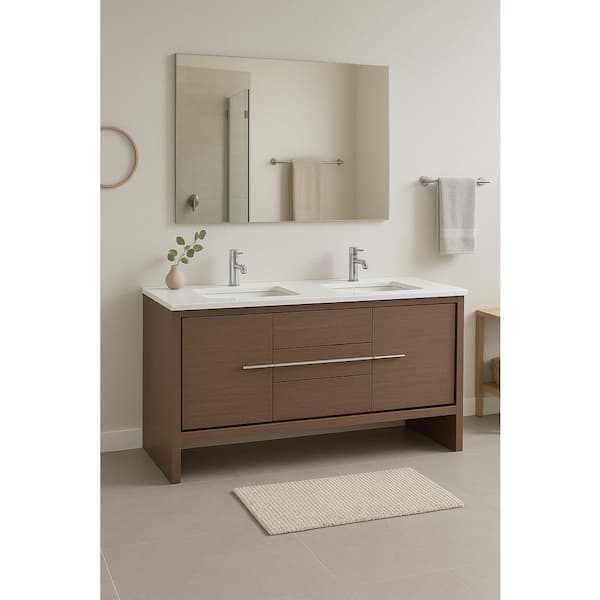 Fresca Allier 72 in. Modern Double Sink Bathroom Vanity Cabinet in Gray Oak