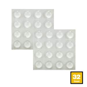 3/8 in. Clear Soft Rubber Like Plastic Self-Adhesive Round Bumpers (32-Pack)