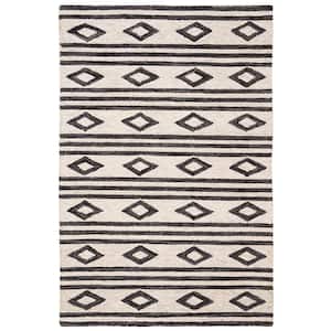 Micro-Loop Ivory/Charcoal 2 ft. x 3 ft. Striped Diamonds Area Rug