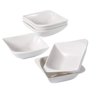 Series Cloris 6-Piece Cereal Bowls 5.5 in. Ivory White Porcelain Ceramic Square Breakfast (Service Set for 6)