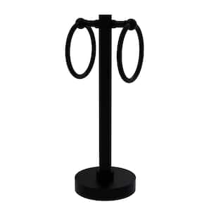 Vanity Top 2 Towel Ring Guest Towel Holder with Dotted Accents in Matte Black