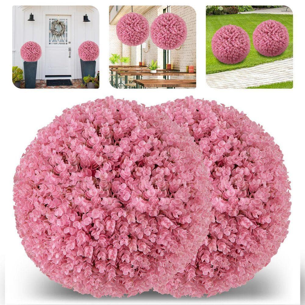 17.5 in. Pink Indoor and Outdoor Artificial Eucalyptus Flower Balls with 7 Layers Leaves (2-Pack) price history on PriceWatchPro