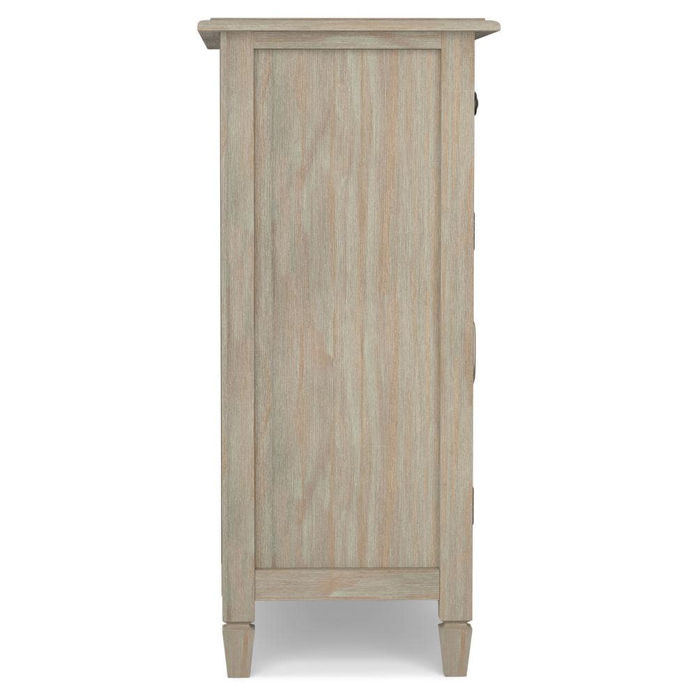 Distressed Grey Solid Wood Freestanding Storage Cabinet with Adjustable Shelving