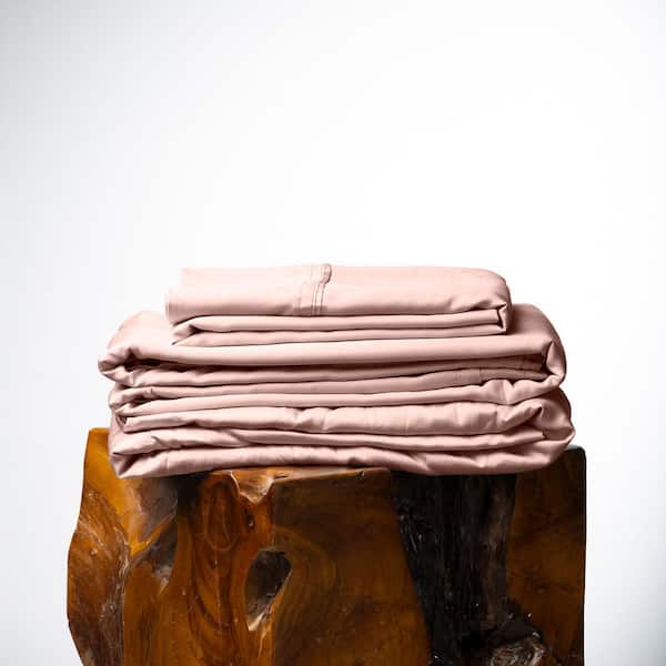 OLIVE + CRATE 4-Piece Rose Blush Cooling Eucalyptus 100% Certified TENCEL Fiber Queen Size Deep Pocket Sheet Set
