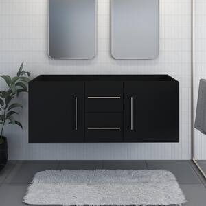 Napa 60 in. W x 22 in. D x 21 in. H in. Double Sink Bath Vanity Cabinet without Top in Matte Black, Wall Mounted