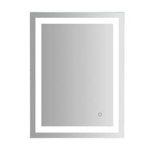 24 in. W x 32 in. H Frameless Rectangle Bathroom Vanity LED Wall Mirror in Silver with Dimmer Function