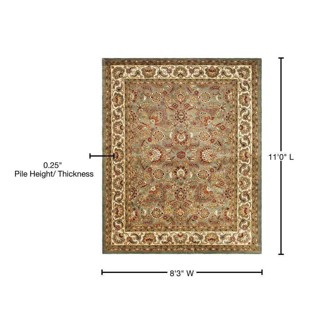 Celadon Ivory High Pile Wool Handmade Rug