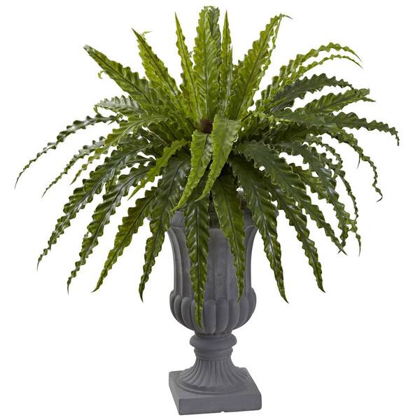Nearly Natural Artificial BirdsNest Fern with Urn 6837 The Home Depot