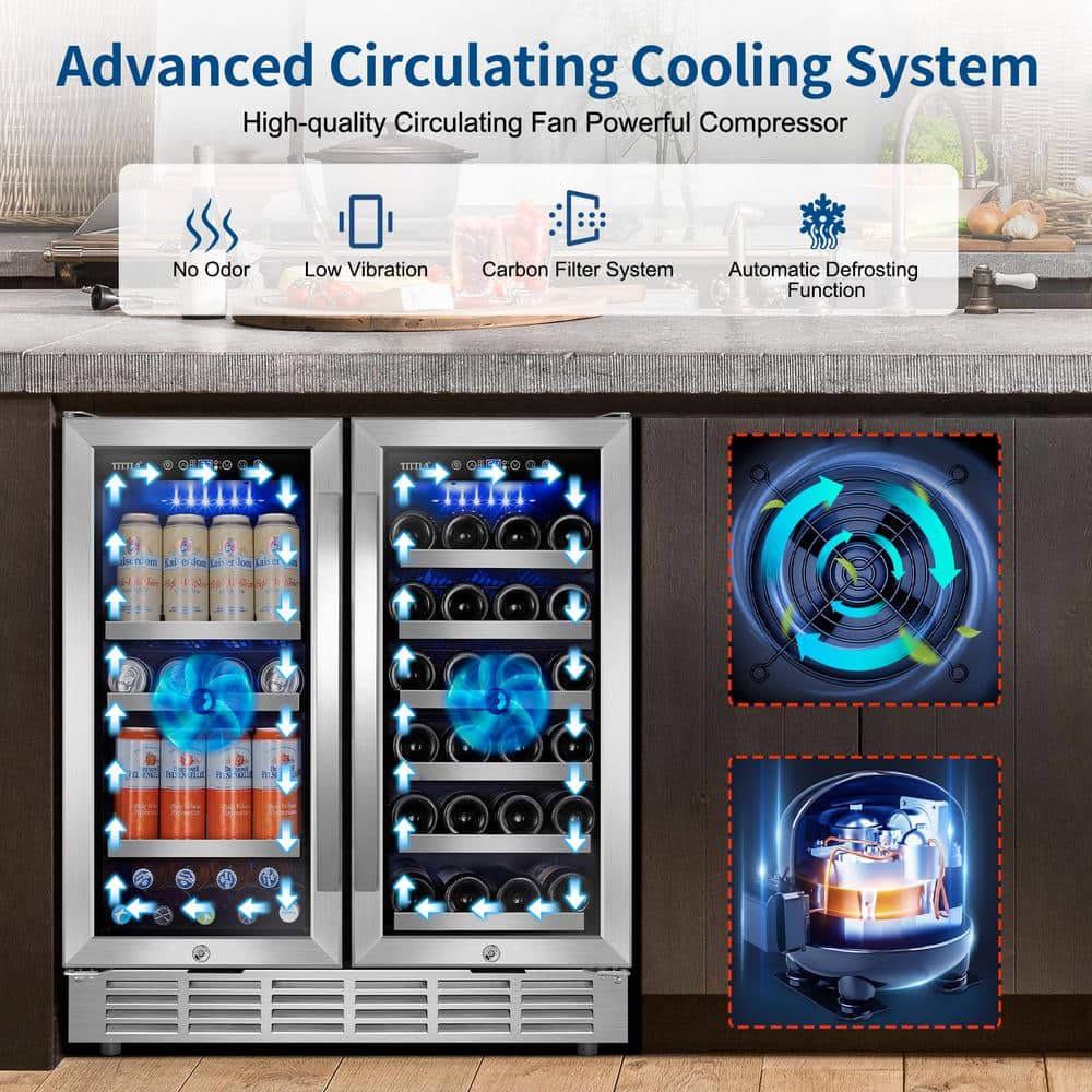 30" Stainless Steel Dual Zone Wine and Beverage Refrigerator