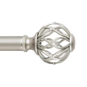 Aiden 72 in. - 144 in. Easy-Install Optional No Tools Adjustable 1 in. Single Rod Kit in Aged Nickel with Cage Finials