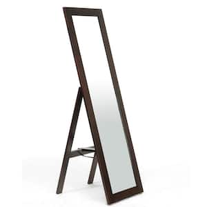 Oversized Dark Brown Wood Modern Mirror (60.25 in. H X 18 in. W)