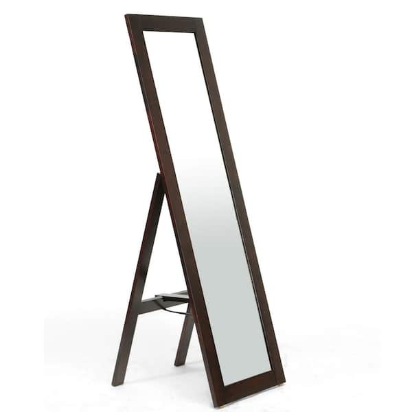 Baxton Studio Oversized Dark Brown Wood Modern Mirror (60.25 in. H X 18 in. W)