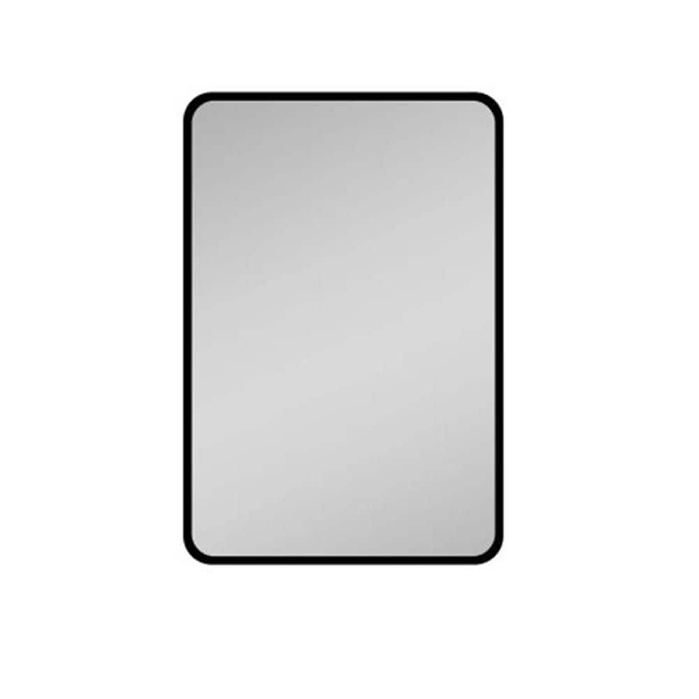 Black and Silver 20 in. W x 28 in. H Farmhose Rectangle Iron Framed Mirror 