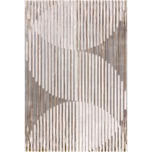 Abani Rugs Regal Beige/Cream 6 ft. x 9 ft. Striped Mid Century Area Rug
