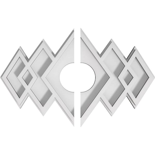 Ekena Millwork 10 in. x 6.62 in. x 1 in. Zoe Architectural Grade PVC Contemporary Ceiling Medallion (2-Piece)
