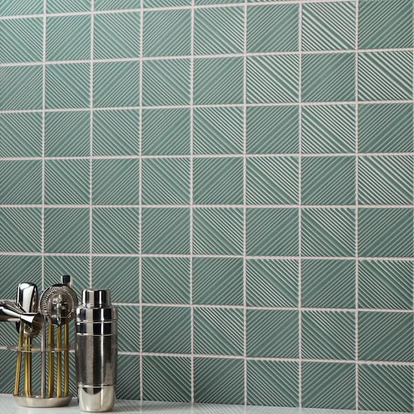 Daltile Revalia Remix Sage Green 12 in. x 16 in. Glossy Ceramic