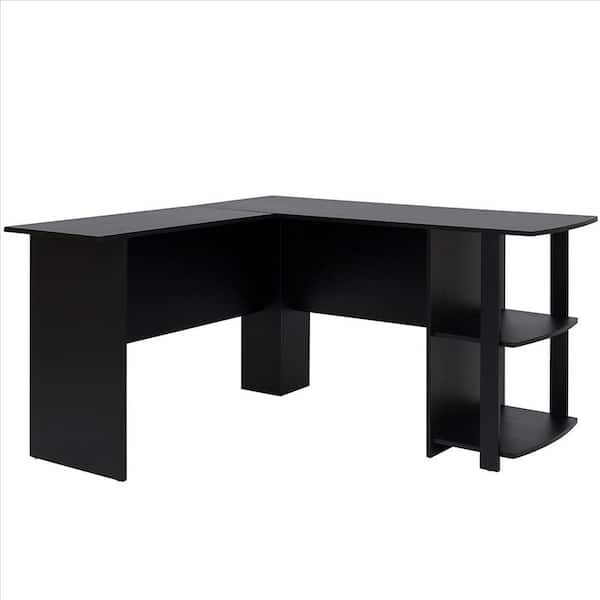 Karl home 52 in. L-Shaped Wood Right-Angle Computer Desk with 2-Layer Bookshelves