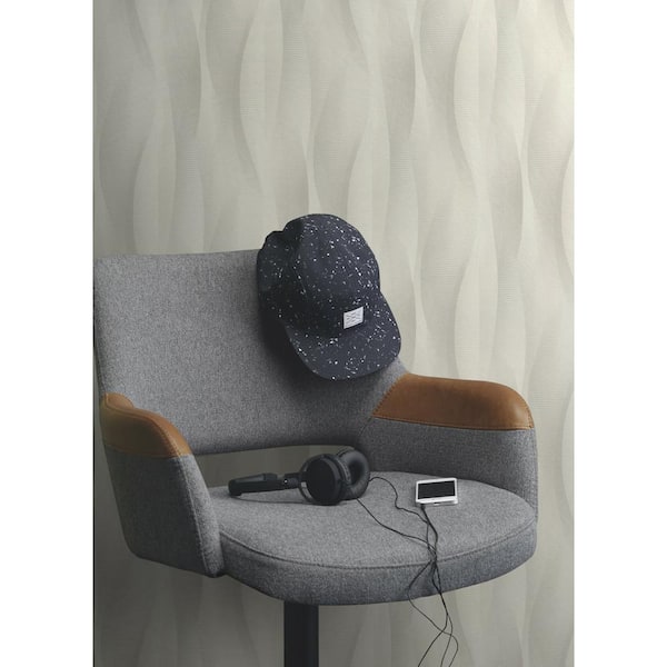 Currin Light Grey Wave Paper Non-Pasted Textured Wallpaper