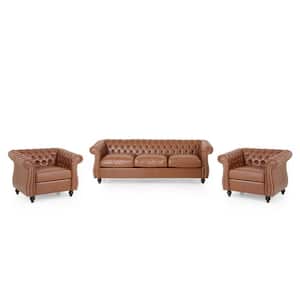 Silverdale 3-Piece Cognac Brown Living Room Sets
