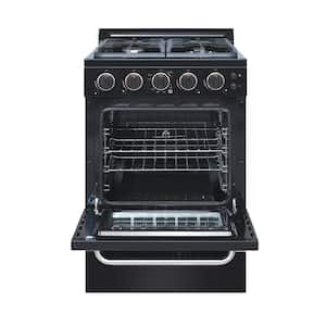 Classic Plus 24 in. 2.9 cu. ft. Gas Convection Range 4 Sealed Burners in Black
