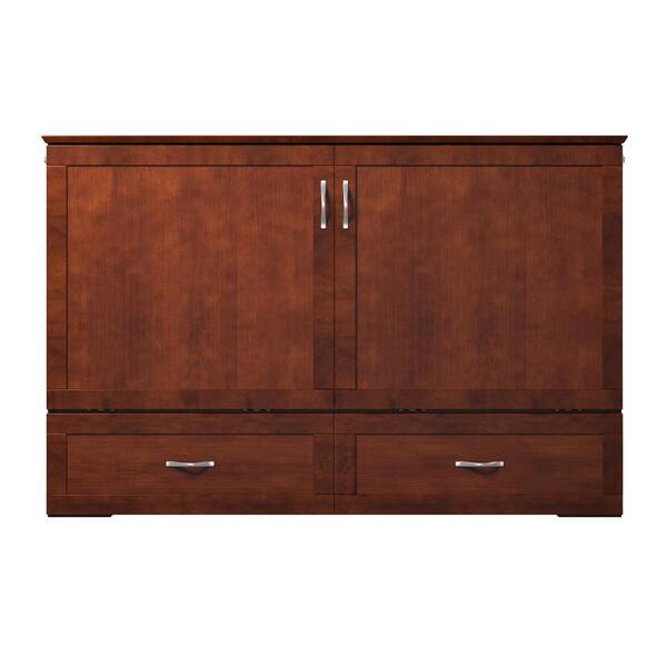 AFI Hamilton Full Walnut Murphy Bed Chest with Memory Foam Folding