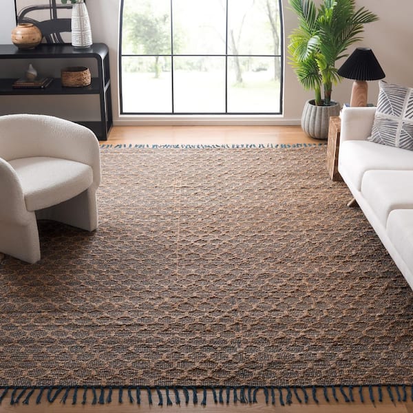 Cape Cod 8 ft. x 10 ft. Navy/Natural Trellis Lattice Area Rug