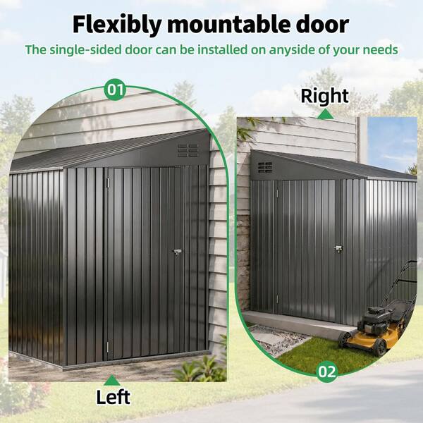 AECOJOY 6 ft. W x 8 ft. D Outdoor Metal Lean to Shed Garden