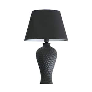 19.5 in. Black Textured Stucco Curvy Ceramic Table Lamp