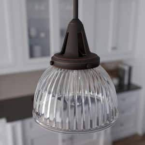 Cypress Grove 1 light Onyx Bengal Island Pendant Light with Clear Holophane Glass Shade Kitchen Light
