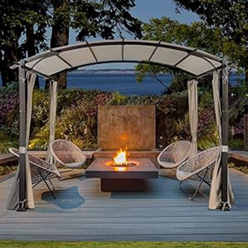 11 ft. x 11 ft. Gray Outdoor Pergola with Sidewalls, UPF 50+ Arched Top Out